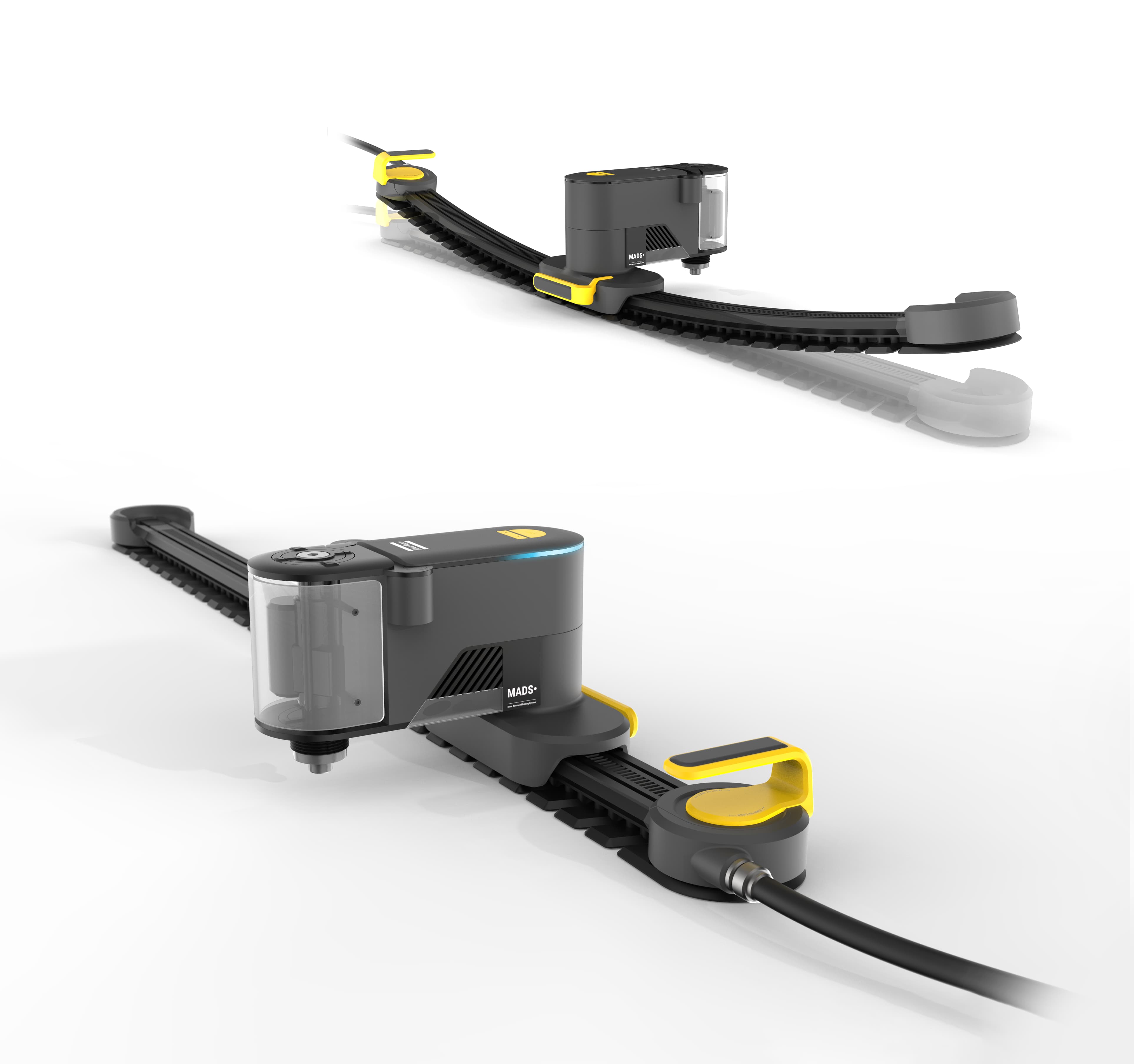 Final design — side view render on flexible track